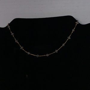 15 Inch Clear and Gold Handmade Beaded Necklace